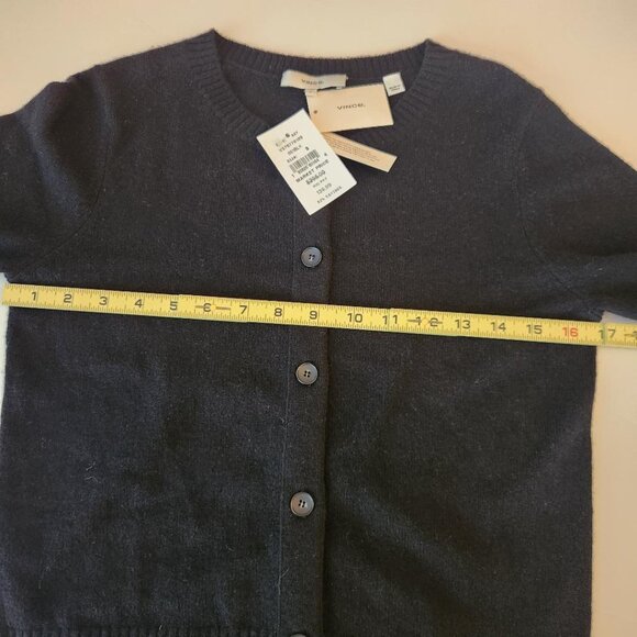 VINCE  Cashmere Crewneck Cardigan Sweater in Black, SMALL - Picture 7 of 9